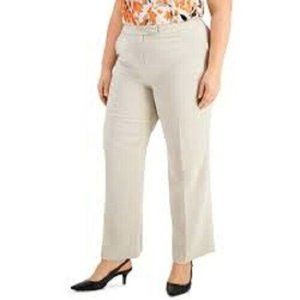 Kasper Women's Plus Size 22W Pebble Stretch Crepe Unlined Pant with Slit Pockets
